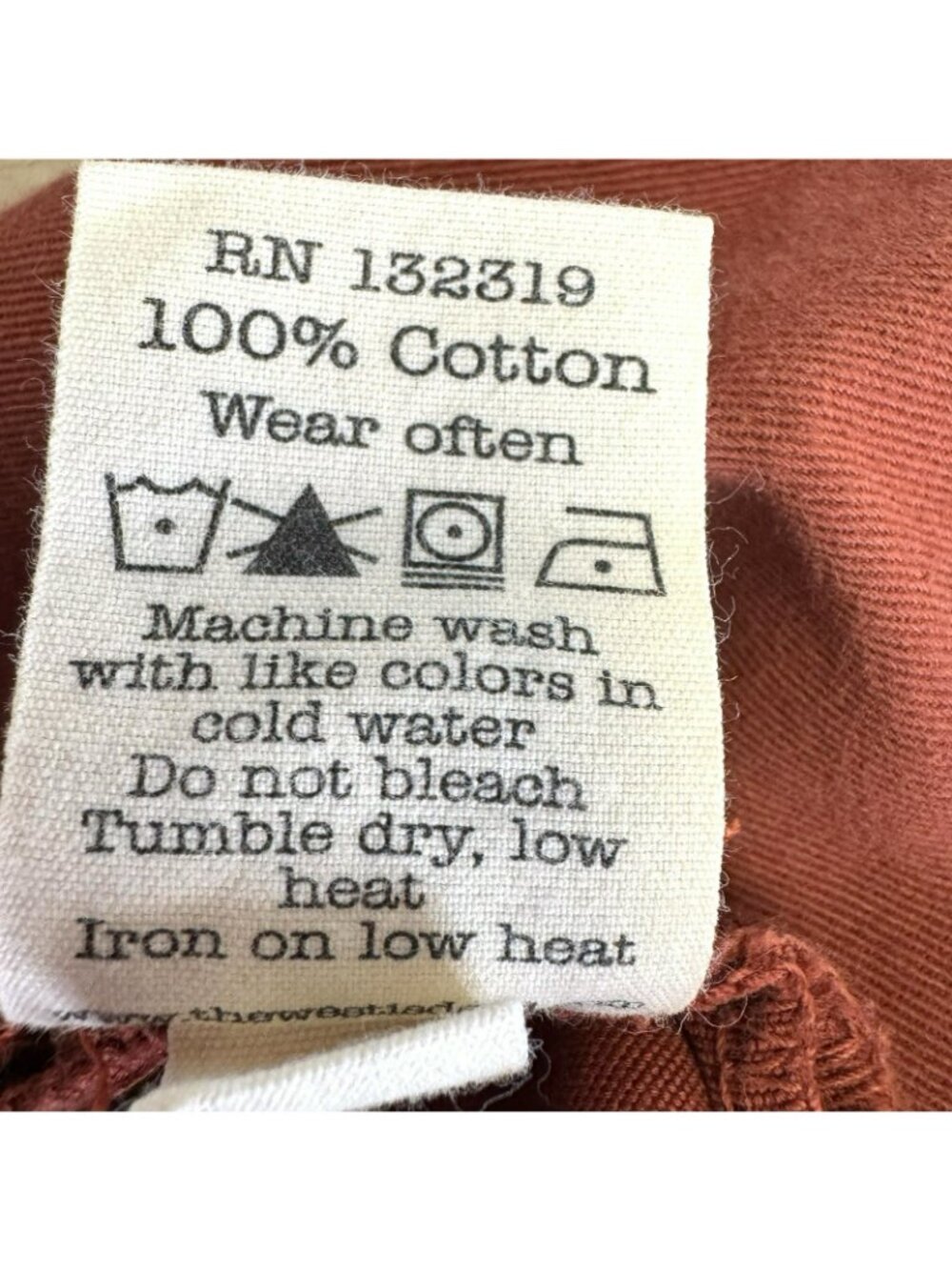 The West Is Dead Chino Pants Mens Size 30x32 Slim Straight Rust 100% Cotton - Picture 9 of 9